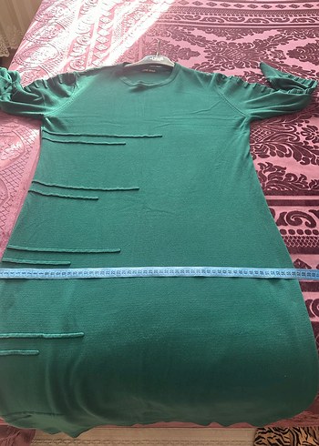 Drapeli Uzun Kollu Yeşil Kadın Elbise - Görsel 5