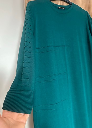 Drapeli Uzun Kollu Yeşil Kadın Elbise - Görsel 2