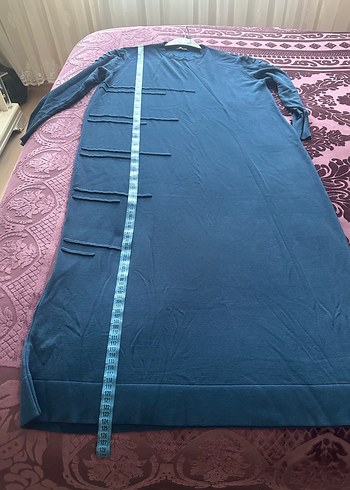 Petrol mavisi triko elbise - Görsel 4