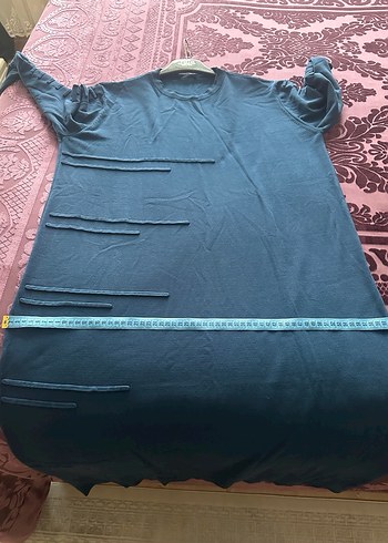 Petrol mavisi triko elbise - Görsel 6