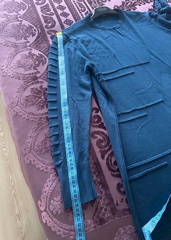 Petrol mavisi triko elbise - Görsel 7