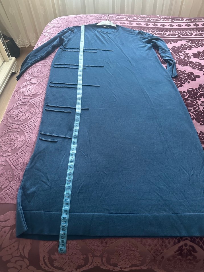 Petrol mavisi triko elbise - Görsel 4