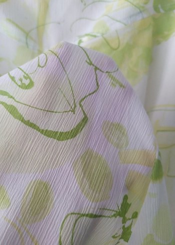 Yeşil Bağlama Desenli Kısa Hamile Keten Etek - Görsel 6