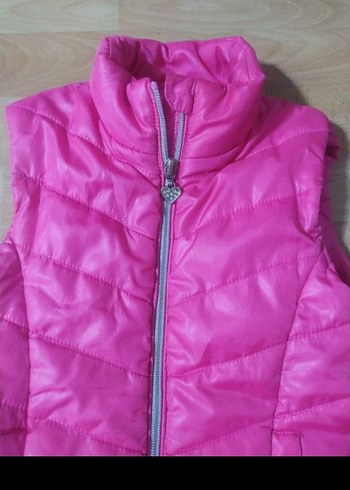 Kız Çocuk Pembe Fermuarlı Yelek - Görsel 2