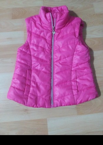 Kız Çocuk Pembe Fermuarlı Yelek - Görsel 3