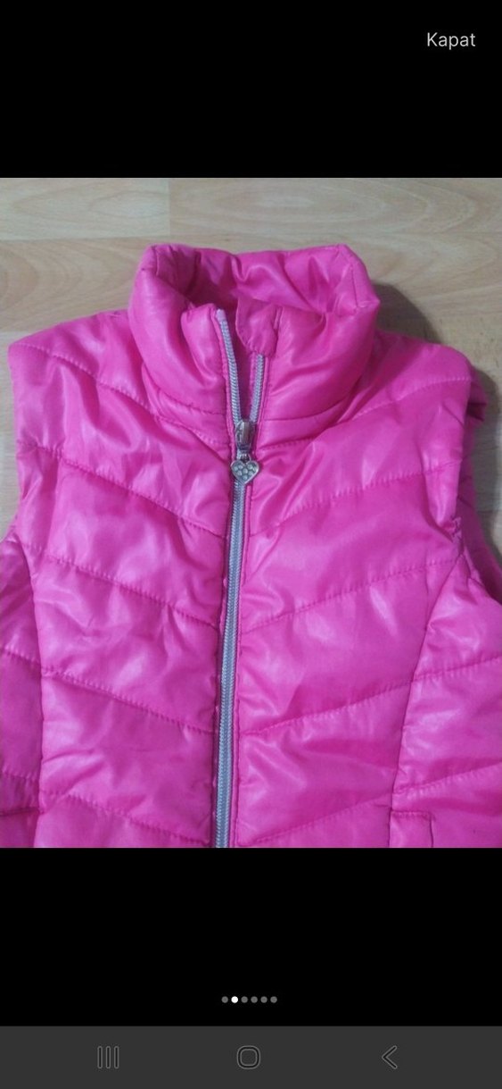 Kız Çocuk Pembe Fermuarlı Yelek - Görsel 2