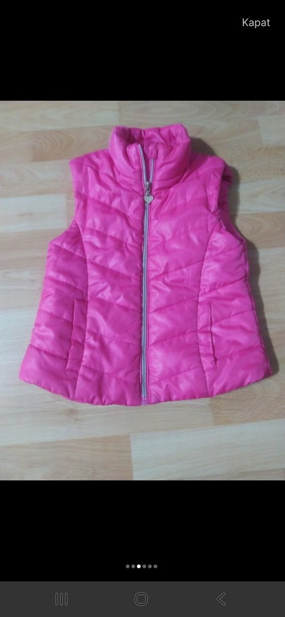 Kız Çocuk Pembe Fermuarlı Yelek - Görsel 3