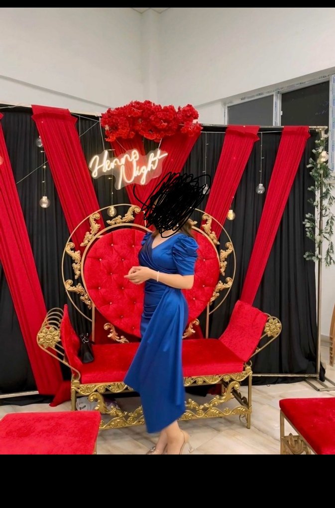 Mavi Drapeli Uzun Abiye Elbise - Görsel 2