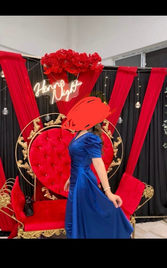 Mavi Drapeli Uzun Abiye Elbise - Görsel 3