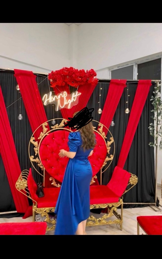 Mavi Drapeli Uzun Abiye Elbise - Görsel 4