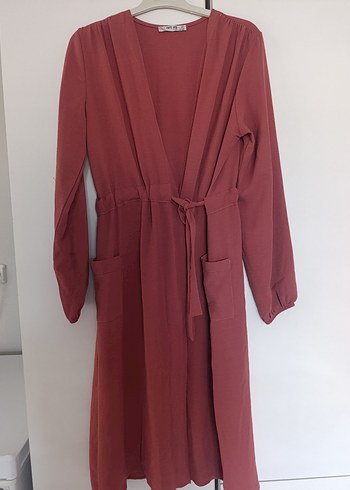 Bordo Uzun Kollu Salaş Kadın Elbise - Görsel 3