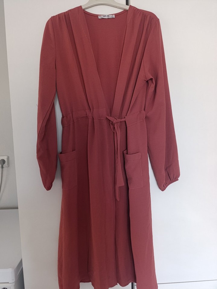 Bordo Uzun Kollu Salaş Kadın Elbise - Görsel 3