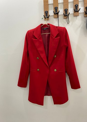 Klasik Kırmızı Süet Kadın Blazer Ceket