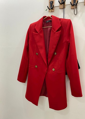 36 Beden kırmızı Renk Klasik Kırmızı Süet Kadın Blazer Ceket