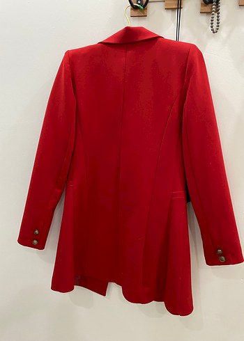 Diğer Klasik Kırmızı Süet Kadın Blazer Ceket