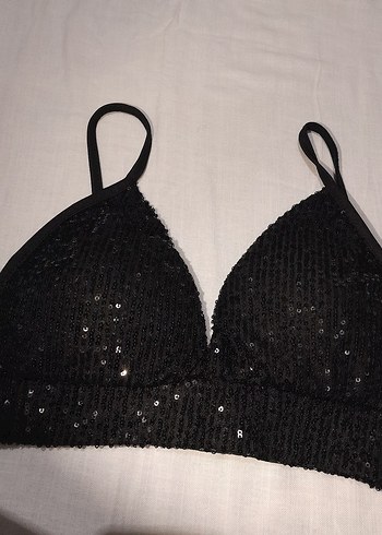 Siyah Payetli Mini Strappy Büstiyer