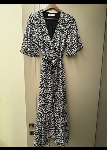 Mango Bohem Zebra Desenli Uzun Elbise