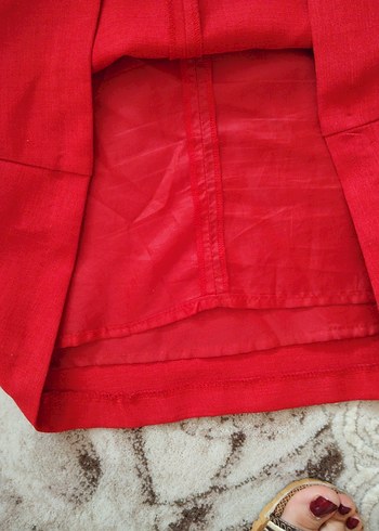 Kırmızı Drape Detaylı Midi Klasik Elbise - Görsel 5