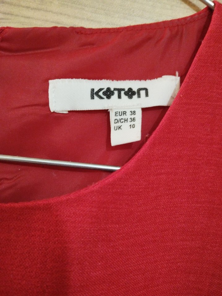 Kırmızı Drape Detaylı Midi Klasik Elbise - Görsel 3