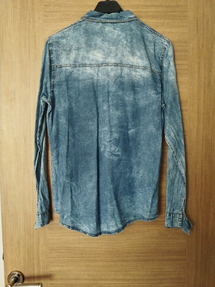 Düğmeli Mavi Denim Kadın Gömlek - Görsel 5