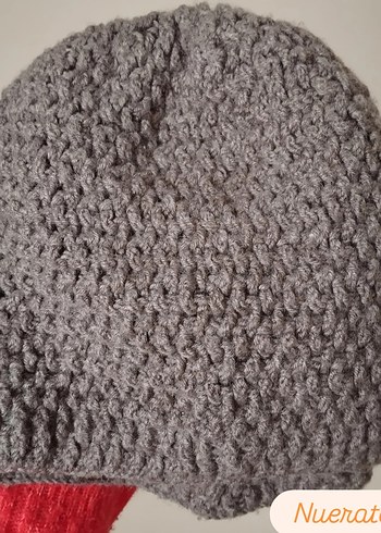 Gri vizon tonlarında örgü Kadın Bere - Görsel 3