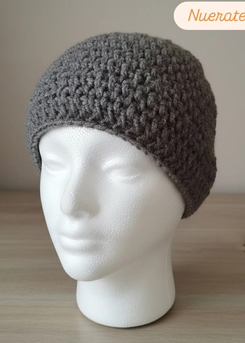 Gri vizon tonlarında örgü Kadın Bere - Görsel 2