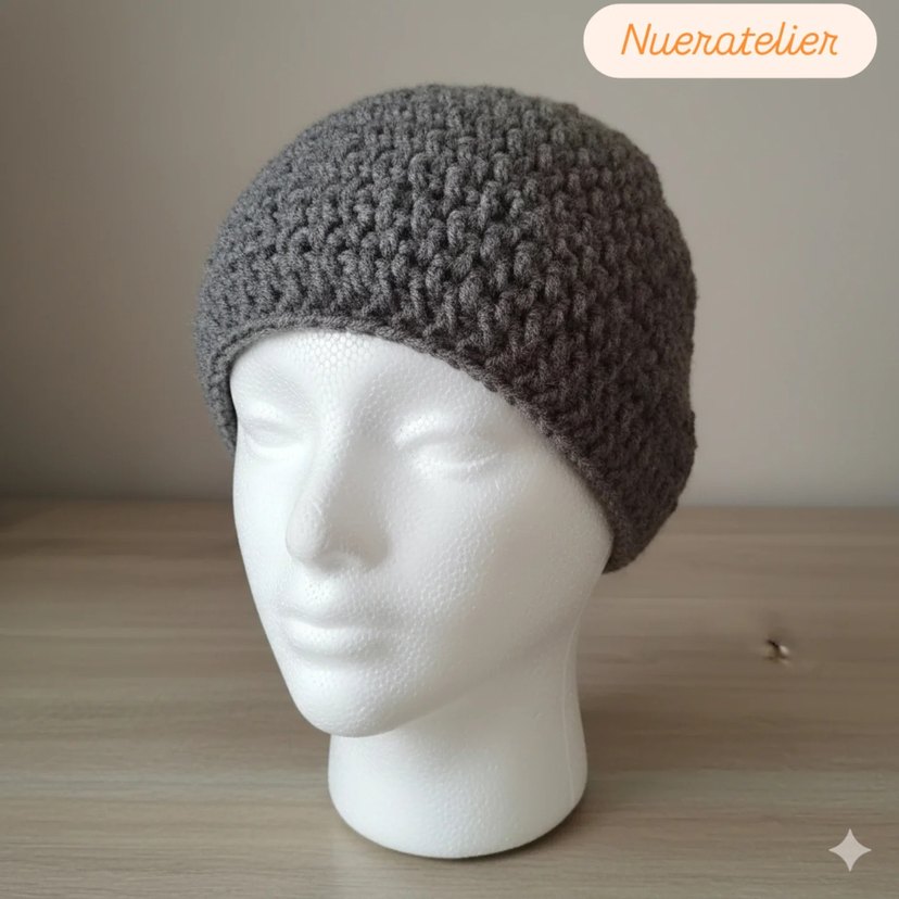 Gri vizon tonlarında örgü Kadın Bere - Görsel 2