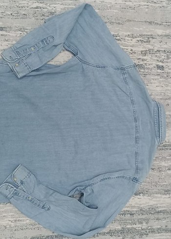 Zara Relaxed Fit Gri Mavi Erkek Gömlek - Görsel 3