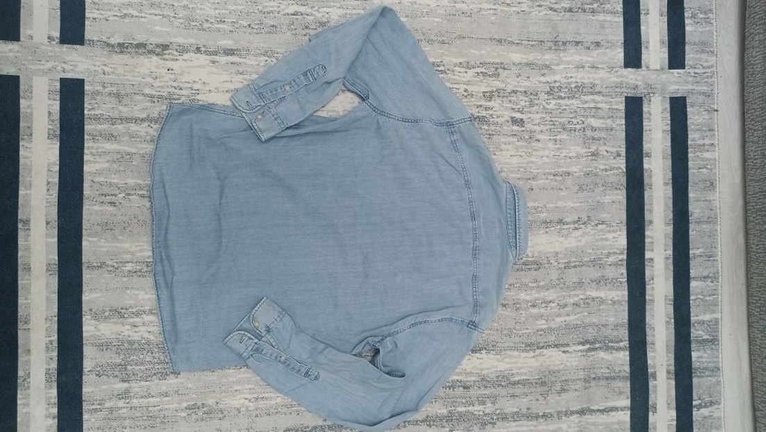 Zara Relaxed Fit Gri Mavi Erkek Gömlek - Görsel 3