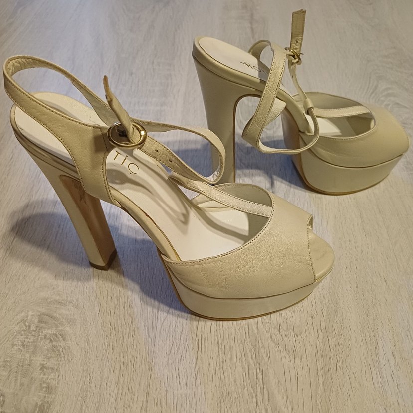 Bej Platform Topuklu Kadın Abiye Ayakkabı - Görsel 3