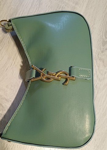 Zincir Detaylı Parlak Yeşil Deri Kadın Çanta - Görsel 4