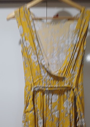 Sarı Düğmeli Uzun Bohem Elbise - Görsel 4