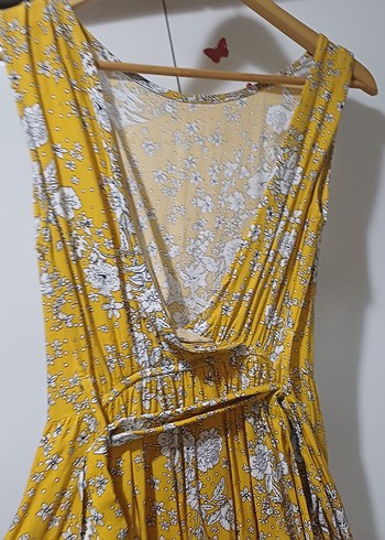 Sarı Düğmeli Uzun Bohem Elbise - Görsel 2