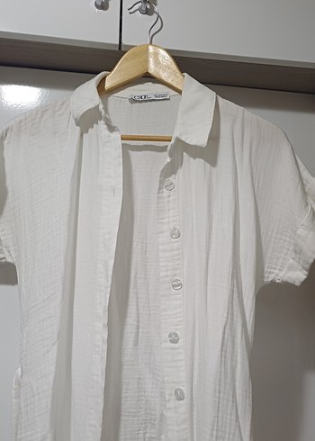 Beyaz Kısa Kollu Hemşirelik Sabahlığı - Görsel 4