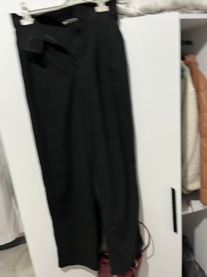 Siyah Kemerli Kadın Kumaş Pantolon - Görsel 2