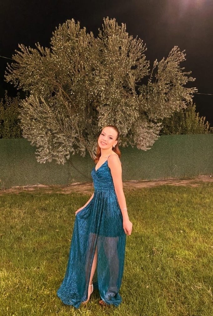 Parlak Lacivert Drapeli Uzun Elbise - Görsel 3