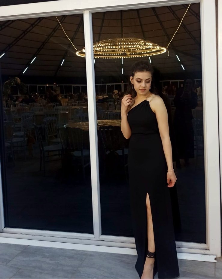 Siyah Drapeli Uzun Kadın Elbise - Görsel 2