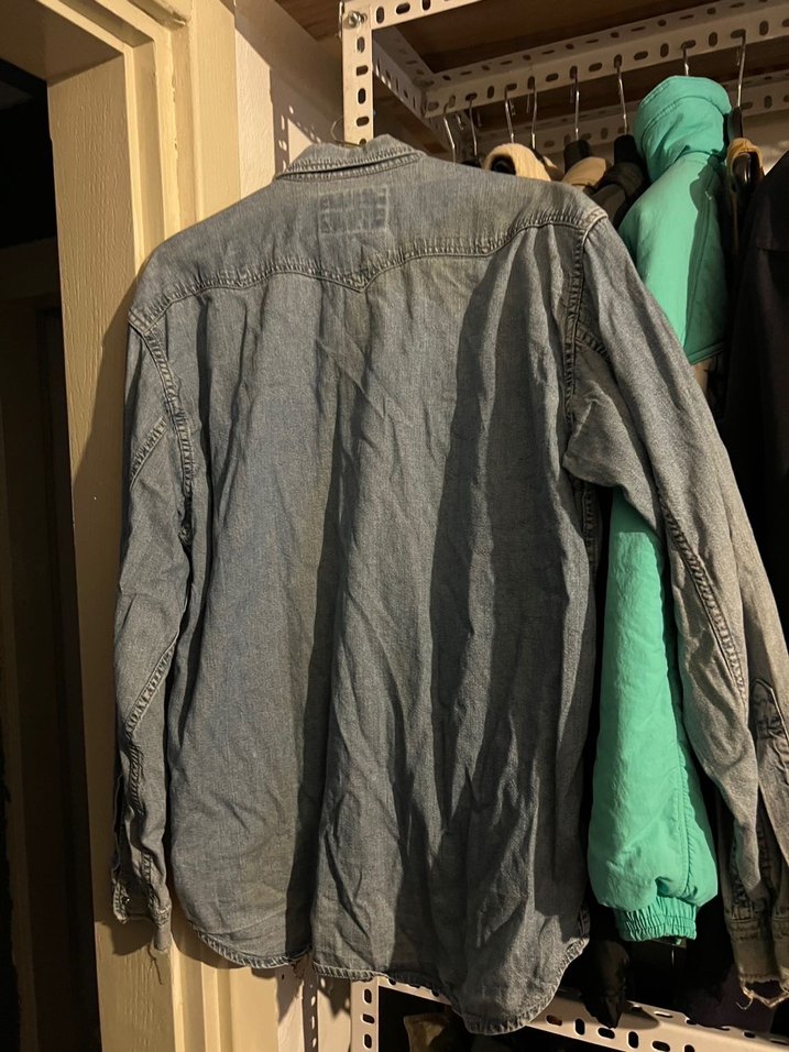 Gri Denim Erkek Gömlek Uzun Kollu - Görsel 2