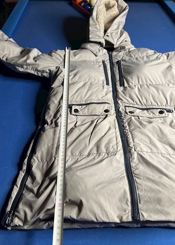 Gri Kadın Fermuarlı Midi Mont - Görsel 6