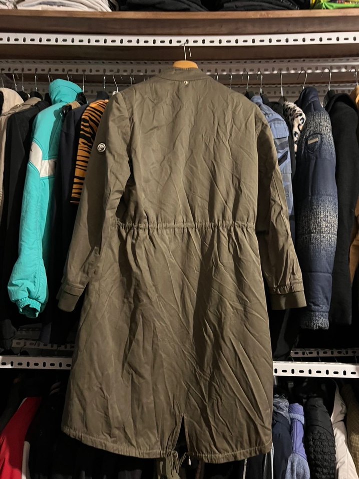 Kadın Haki Kamuflaj Kuşaklı Uzun Ceket - Görsel 2