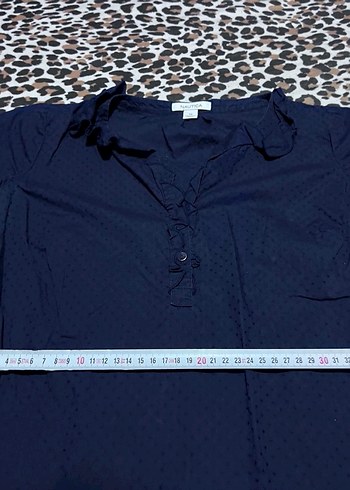 Lacivert Pamuklu Düğmeli Kadın Gömlek - Görsel 6