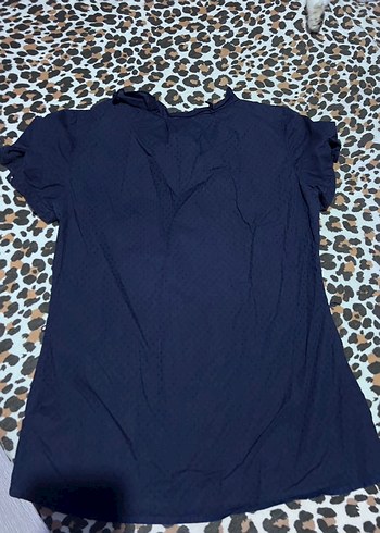 Lacivert Pamuklu Düğmeli Kadın Gömlek - Görsel 2