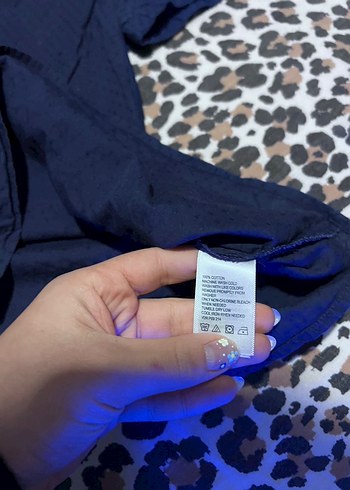 Lacivert Pamuklu Düğmeli Kadın Gömlek - Görsel 4