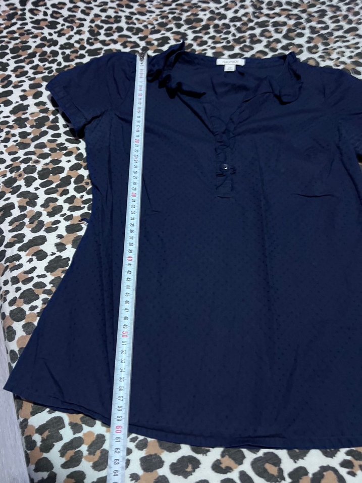 Lacivert Pamuklu Düğmeli Kadın Gömlek - Görsel 5