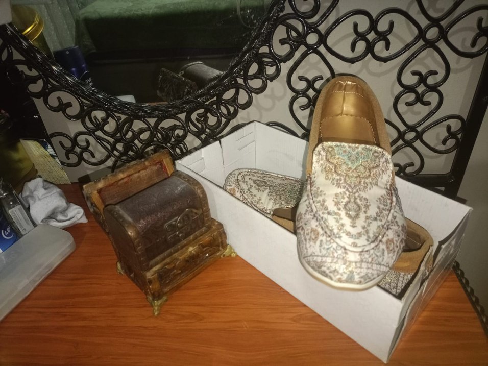 Desenli Beyaz Dolgu Topuk Kadın Babet - Görsel 5