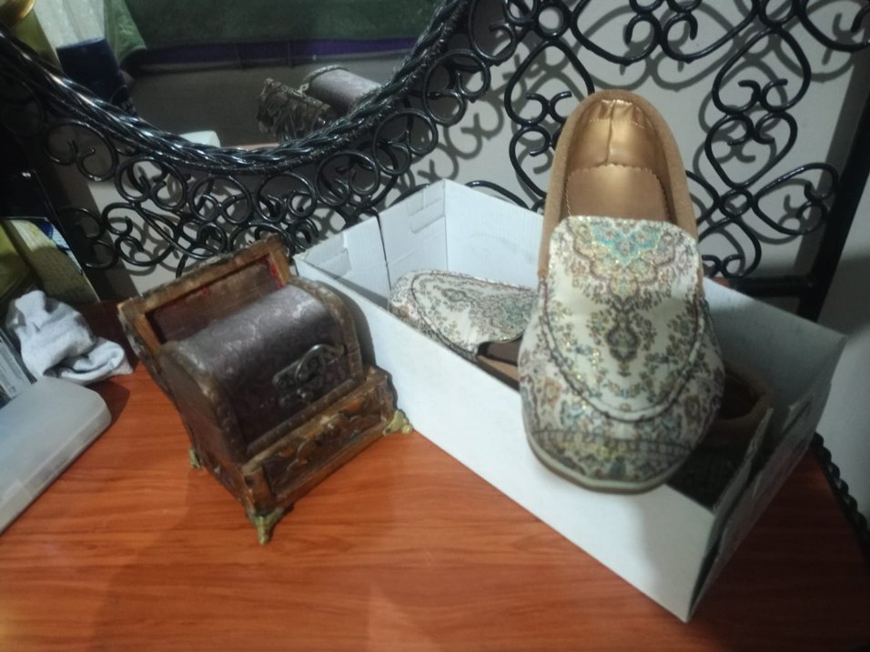 Desenli Beyaz Dolgu Topuk Kadın Babet - Görsel 4