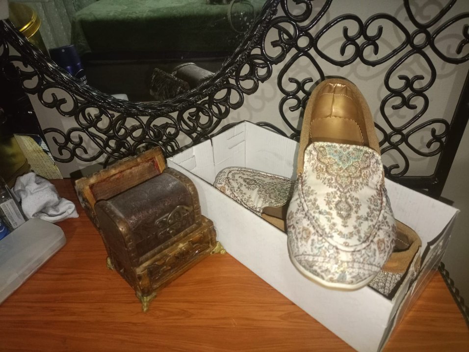 Desenli Beyaz Dolgu Topuk Kadın Babet - Görsel 2