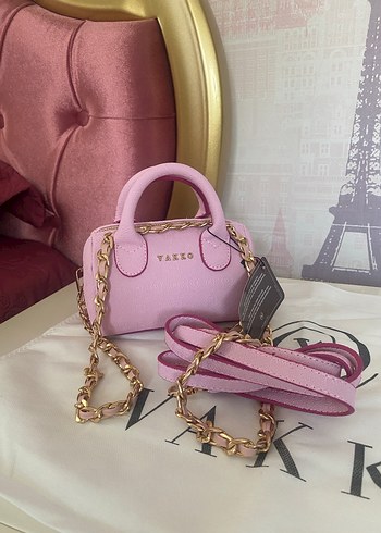 Vakko Zincir ve deri askılı mini speedy Çanta