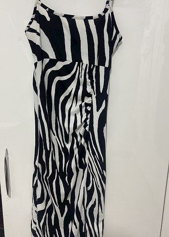 Leopar desenli midi boy elbise