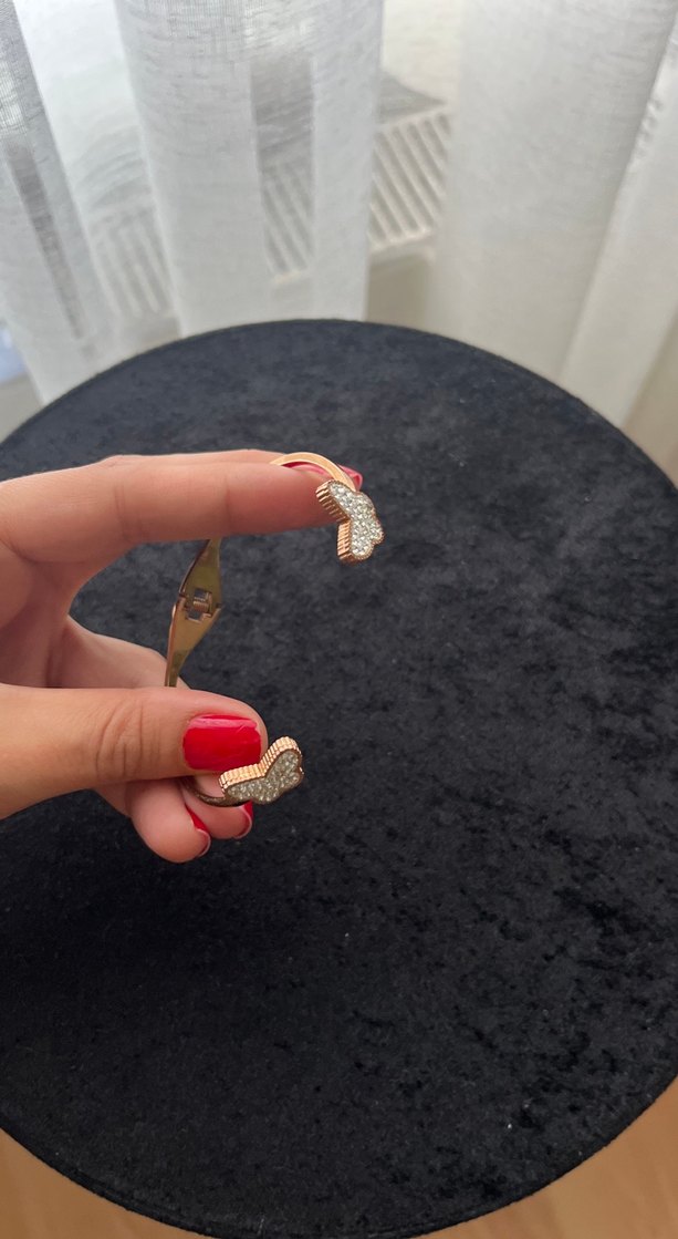 Çelik Rose Renkli Parlak Taşlı Kelebek Bileklik - Görsel 5